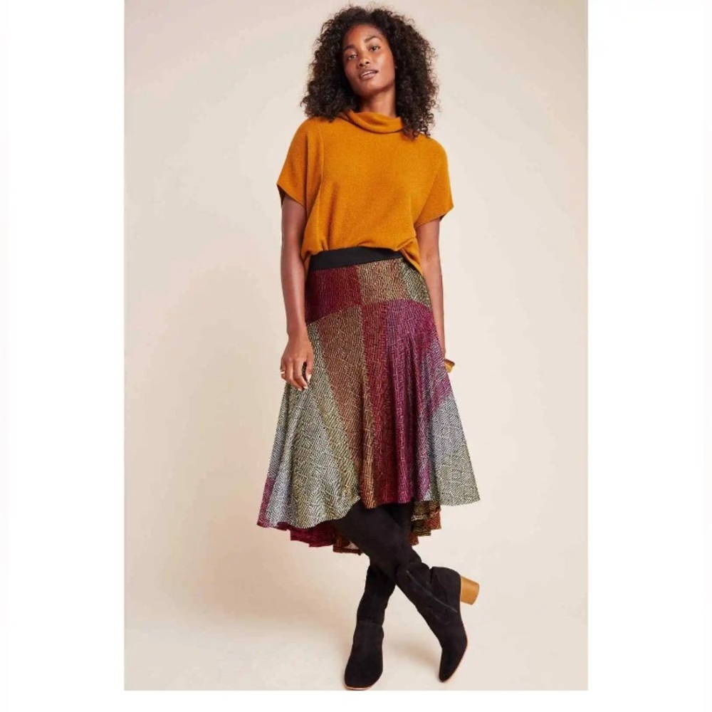 Anthropologie Cecilia Prado Geometric ColorsAbstract Asymmetrical Midi Skirt XS